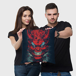 Подушка квадратная Red demon Oni, цвет: 3D-принт — фото 2