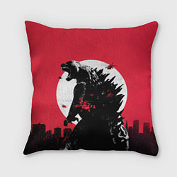 Подушка квадратная Godzilla destroys the city