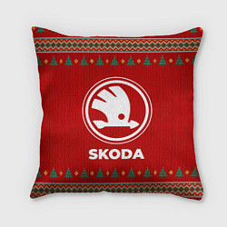 Подушка квадратная Skoda new year, цвет: 3D-принт