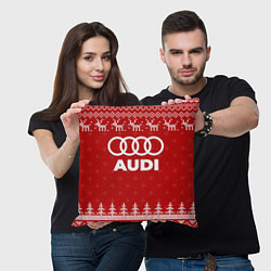 Подушка квадратная Новогодний Audi с оленями, цвет: 3D-принт — фото 2