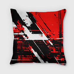 Подушка квадратная Diagonal black and white stripes on a red backgrou, цвет: 3D-принт