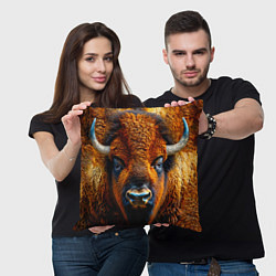 Подушка квадратная Голова бизона, цвет: 3D-принт — фото 2