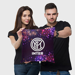 Подушка квадратная Праздничный Inter, цвет: 3D-принт — фото 2