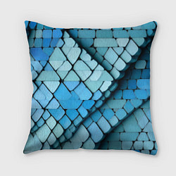 Подушка квадратная Синие рельефные плитки, цвет: 3D-принт