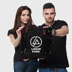 Подушка квадратная Linkin Park конфети, цвет: 3D-принт — фото 2