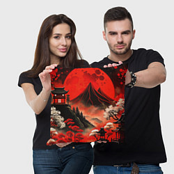 Подушка квадратная Япония природа в красном цвете, цвет: 3D-принт — фото 2