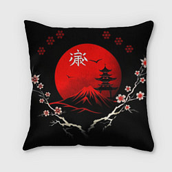 Подушка квадратная Japan red black nature