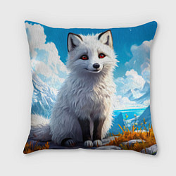 Подушка квадратная Песец в зимних горах