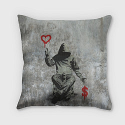 Подушка квадратная Banksy - heart money, цвет: 3D-принт