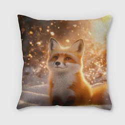 Подушка квадратная Рыжая лисичка в снежном лесу