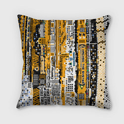 Подушка квадратная Cyberpunk pattern yellow, цвет: 3D-принт