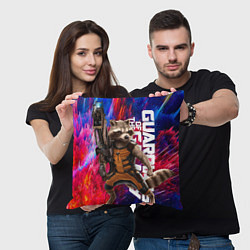 Подушка квадратная Стражи галактики - Ракета, цвет: 3D-принт — фото 2