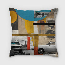 Подушка квадратная Ретро коллаж с автомобилем