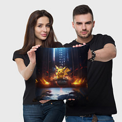 Подушка квадратная Пикачу на диджейской стойке, цвет: 3D-принт — фото 2