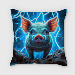 Подушка квадратная Свинья и разряды молний