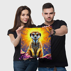 Подушка квадратная Сурикат в яркиз лучах солнца, цвет: 3D-принт — фото 2