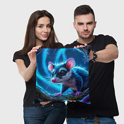 Подушка квадратная Опоссум в синей туманности, цвет: 3D-принт — фото 2