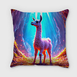 Подушка квадратная Лама в неоновых лучах