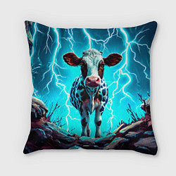 Подушка квадратная Корова в разрядах молнии