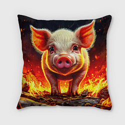 Подушка квадратная Свинка в огне