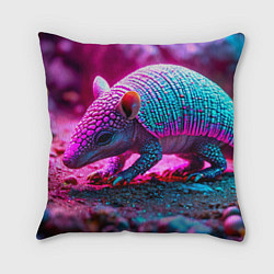 Подушка квадратная Броненосец в розовом свете