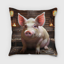 Подушка квадратная Довольная свинья