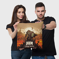 Подушка квадратная Палач рока Doom the dark ages, цвет: 3D-принт — фото 2