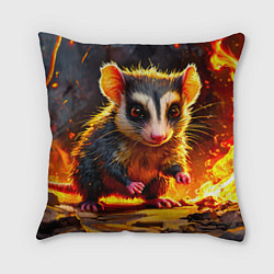 Подушка квадратная Опоссум в огне