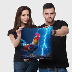 Подушка квадратная Петух и молния, цвет: 3D-принт — фото 2