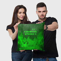 Подушка квадратная Counter Strike 2 - green gradient посередине, цвет: 3D-принт — фото 2