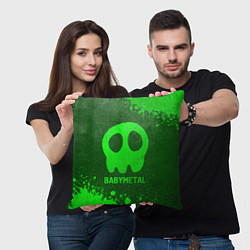 Подушка квадратная Babymetal - green gradient, цвет: 3D-принт — фото 2