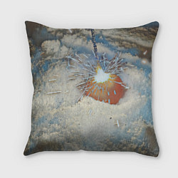 Подушка квадратная Искрящийся мандарин на снегу, цвет: 3D-принт