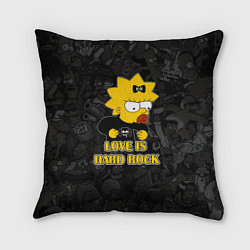Подушка квадратная Мэгги Симпсон love is Hard rock