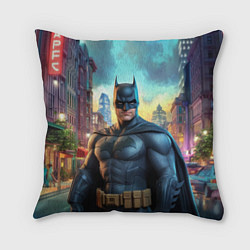 Подушка квадратная Бэтмен неоновый город