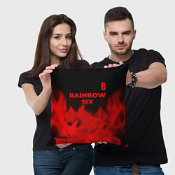 Подушка квадратная Rainbow Six - red gradient посередине, цвет: 3D-принт — фото 2