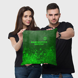 Подушка квадратная Manchester United - green gradient посередине, цвет: 3D-принт — фото 2