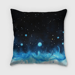 Подушка квадратная Синяя светящееся краска, цвет: 3D-принт