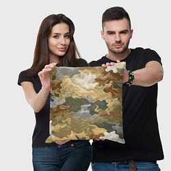 Подушка квадратная Золотистый камуфляж, цвет: 3D-принт — фото 2