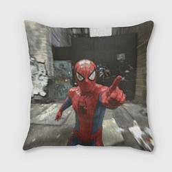 Подушка квадратная Человек паук предупреждает