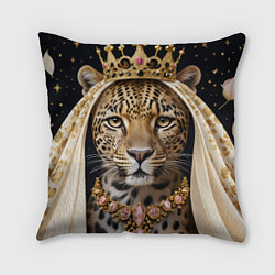 Подушка квадратная Леопард с короной, цвет: 3D-принт
