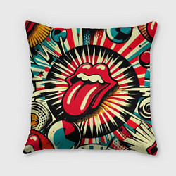 Подушка квадратная Logo of the Rolling Stones - pop art