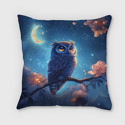 Подушка квадратная Сова на фоне ночного неба