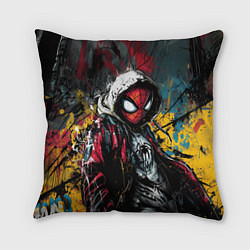 Подушка квадратная Человек-паук абстракция из красок