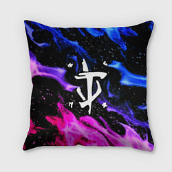 Подушка квадратная Doom flame neon, цвет: 3D-принт