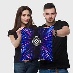 Подушка квадратная Club Brugge neon energy, цвет: 3D-принт — фото 2