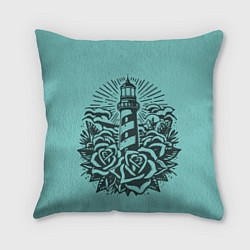 Подушка квадратная Маяк и розы, цвет: 3D-принт