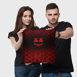 Подушка квадратная Marshmello red poly, цвет: 3D-принт — фото 2
