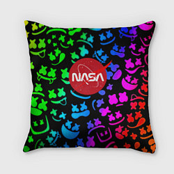 Подушка квадратная Marshmello x NASA gradient, цвет: 3D-принт