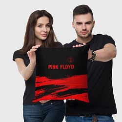 Подушка квадратная Pink Floyd - red gradient посередине, цвет: 3D-принт — фото 2