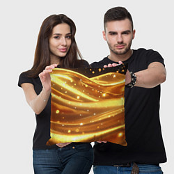 Подушка квадратная Золотая ткань с блестками, цвет: 3D-принт — фото 2
